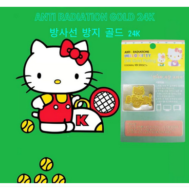 Healthy Gold 24K 99.99 Persen Motif Hello Kitty on Plane Sticker Anti Radiasi Handphone