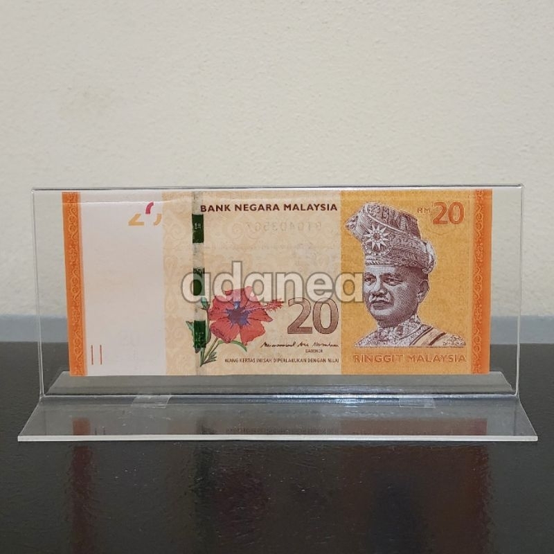 Pajangan Hiasan Akrilik Display Uang Malaysia 20 Ringgit