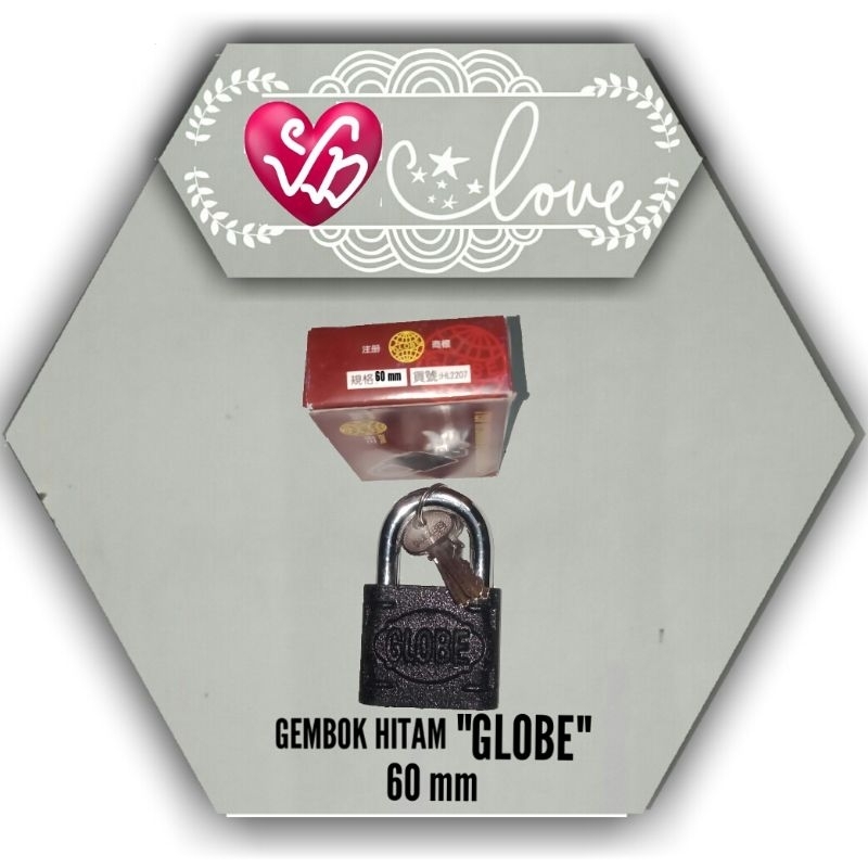 Gembok Globe Hitam 60 mm