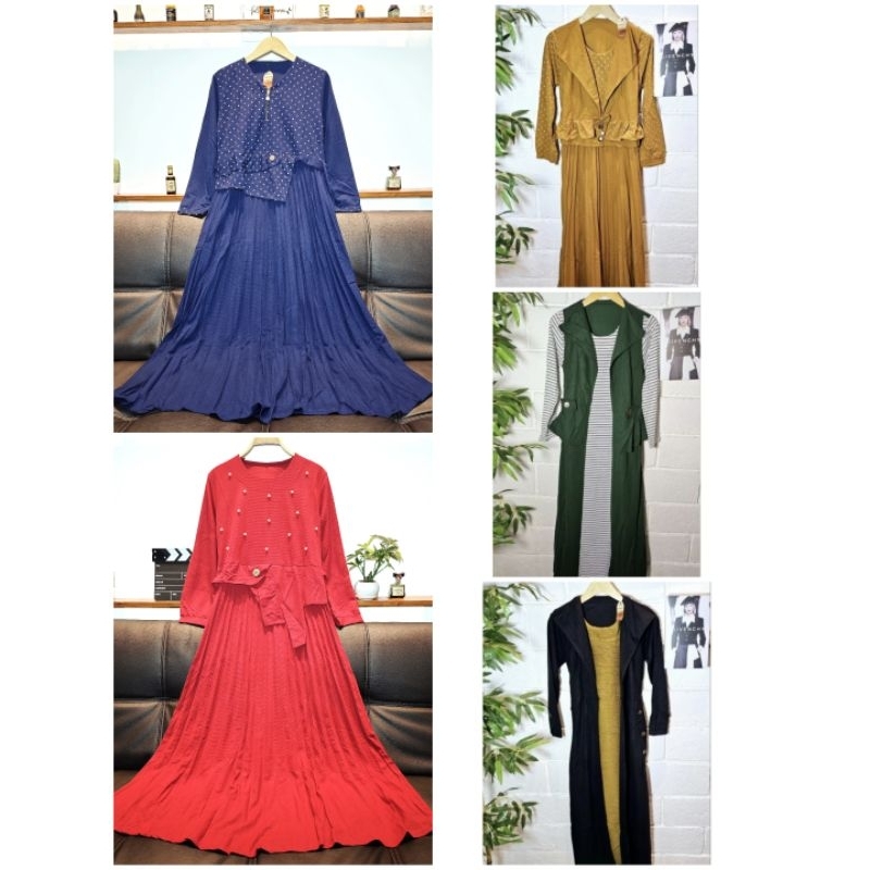 GAMIS ONE SET OUTER ( NYATU  ) DRESS PANJANG // BAJU MUSLIM // GAMIS  OUTER  SET // BAJU MUSLIM WANI