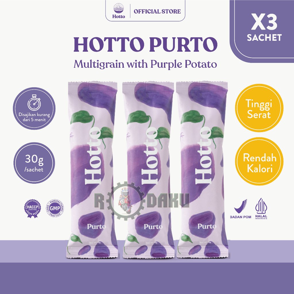 

(EKonomis) HOTTO PURTO 3x 5x 7x 9x Saset Original Oat Multigrain Ubi Ungu Sereal Sehat Sachet Pouch