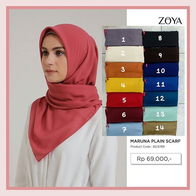 ZOYA JILBAB SEGI EMPAT MARUNA PLAIN SCARF