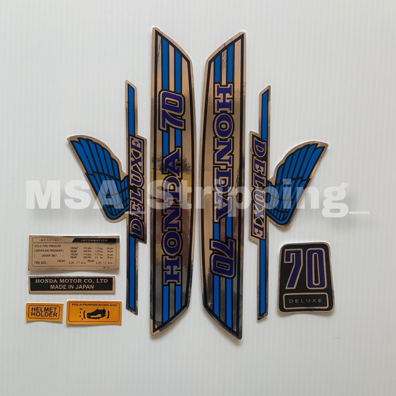 Stripping strip stiker sticker lis polet bodi Honda C70 Biru Chrome striping les decal C70 pitung ul