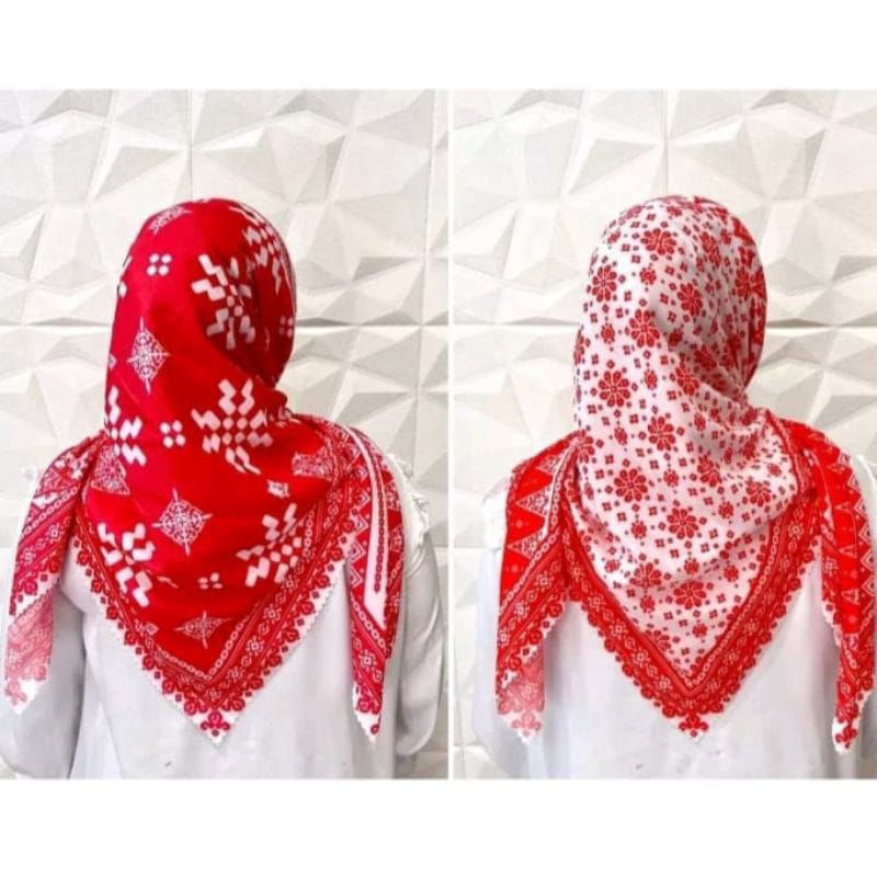 HIJAB KERUDUNG SEGI EMPAT MOTIF AGUSTUSAN MERAH PUTIH TERBARU VOAL PREMIUM LASER CUT SERAGAMAN ANTI 