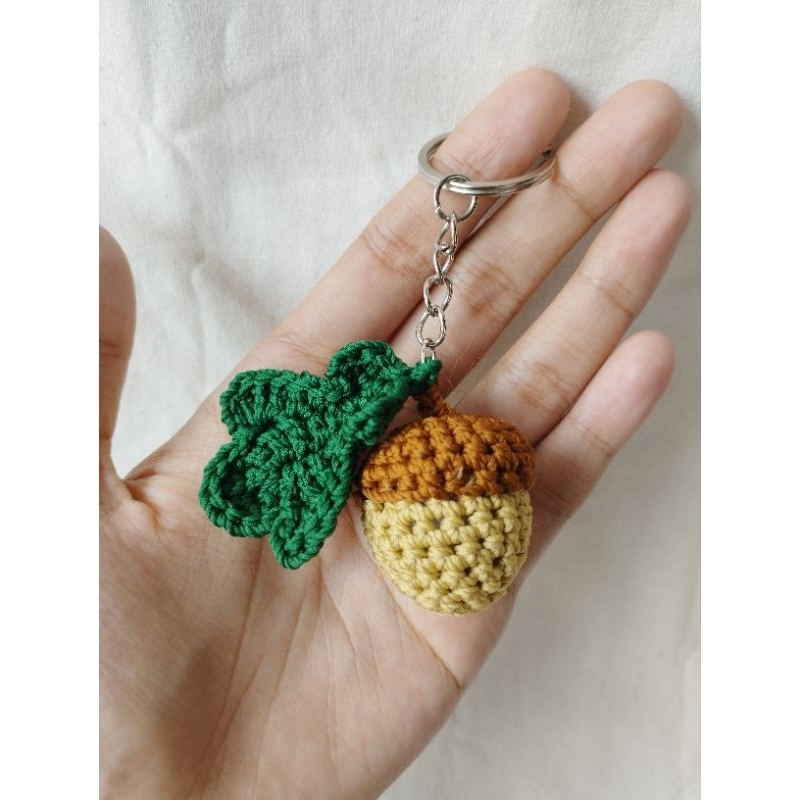 YNS | GANTUNGAN RAJUT BIJI EK | SUVENIR PERNIKAHAN | GANTUNGAN KUNCI | CROCHET ACORN KEYCHAIN