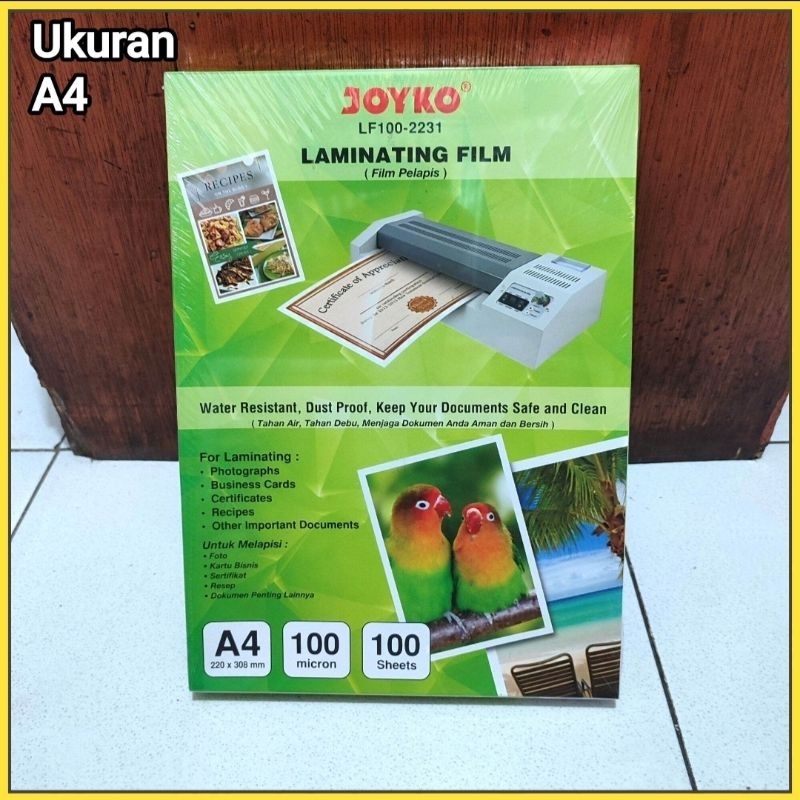 

1 Pak Plastik Laminating A4 Isi 100 Lembar JOYKO ( TEBAL 100 MICRON )