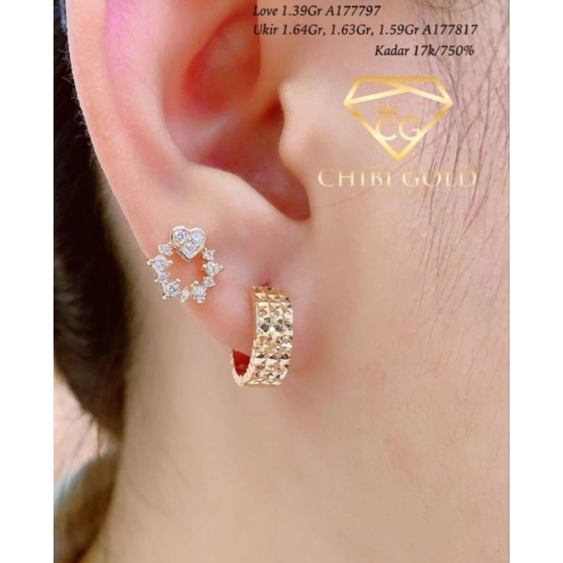 CHIBI GOLD - Anting bulat mata emas 750 kadar 17k - chibigold