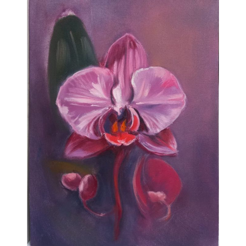 Lukisan kanvas "bunga anggrek 3"  ukuran 30x40