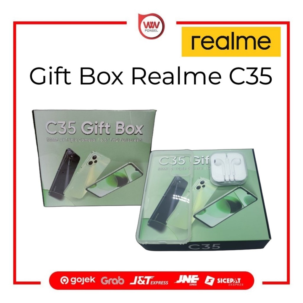 Gift Box Realme C35 Earphone dan Case Transparan