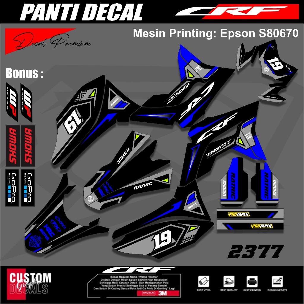 Sticker decal crf 150 L/ Decal crf custom super glosy doff