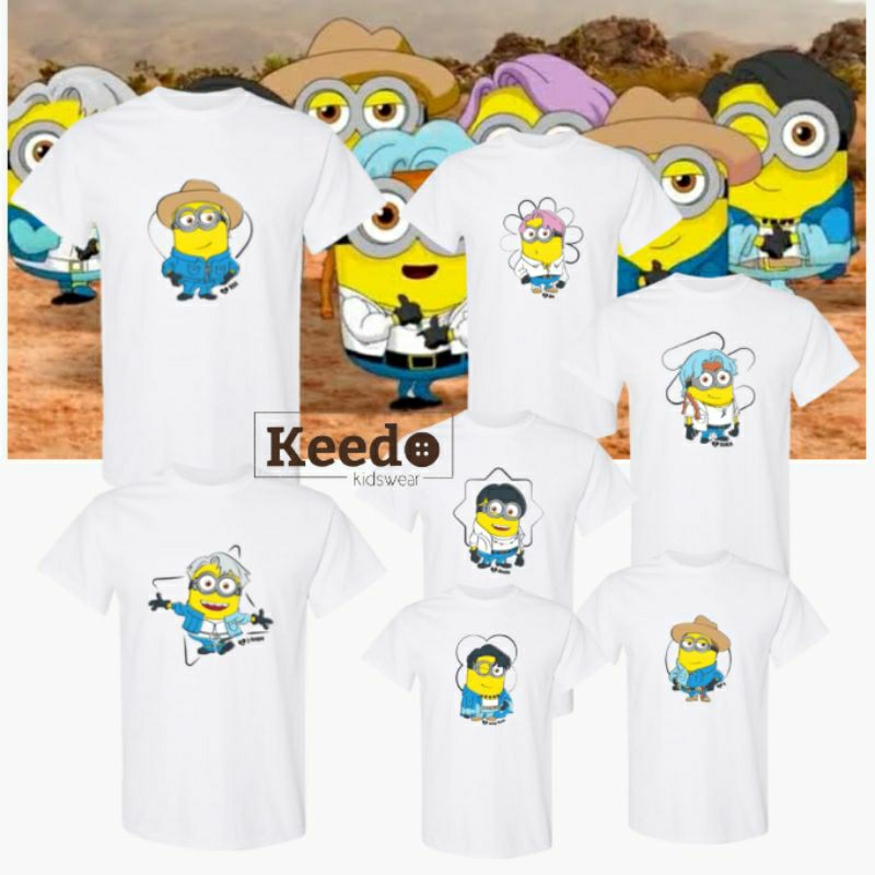 KEEDO BTS X DM4 TEE / KAOS TSHIRT DESPICABLE ME4 BANGTAN STYLE ARMY MINIONS MERCH BAJU ANAK LAKI PER