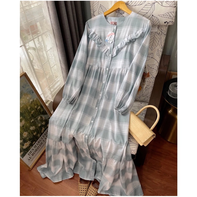 [Haidee Orlin] Hayya Big Plaid Sage Green.