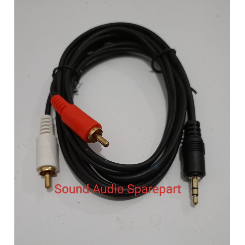 Kabel 2 ke 1 RCA To Mini Stereo / Kabel Audio RCA To Mini Stereo 3,5mm / Kabel 2-1 / Kabel Speaker k
