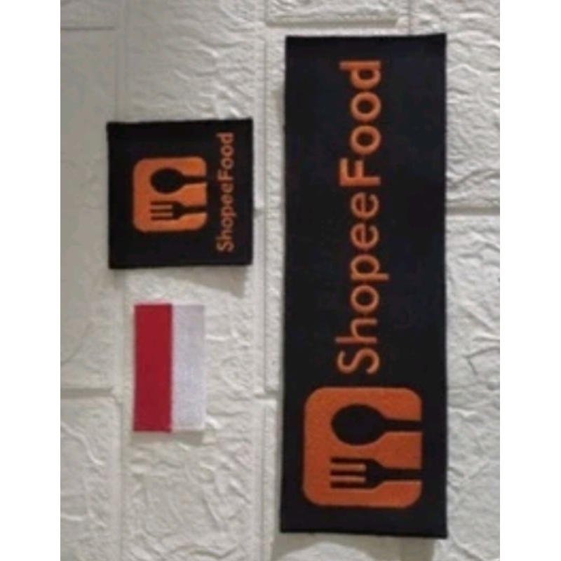 Emblem Logo Bordir Shopee Fd Paket Lengkap Dasar Hitam Bordir Komputer
