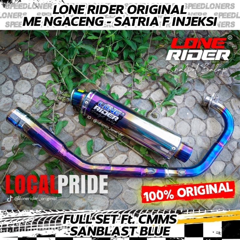 Knalpot Lone Rider Original Satria Fu Injeksi Fu Fi ME Ngaceng Sanblast Blue Full System