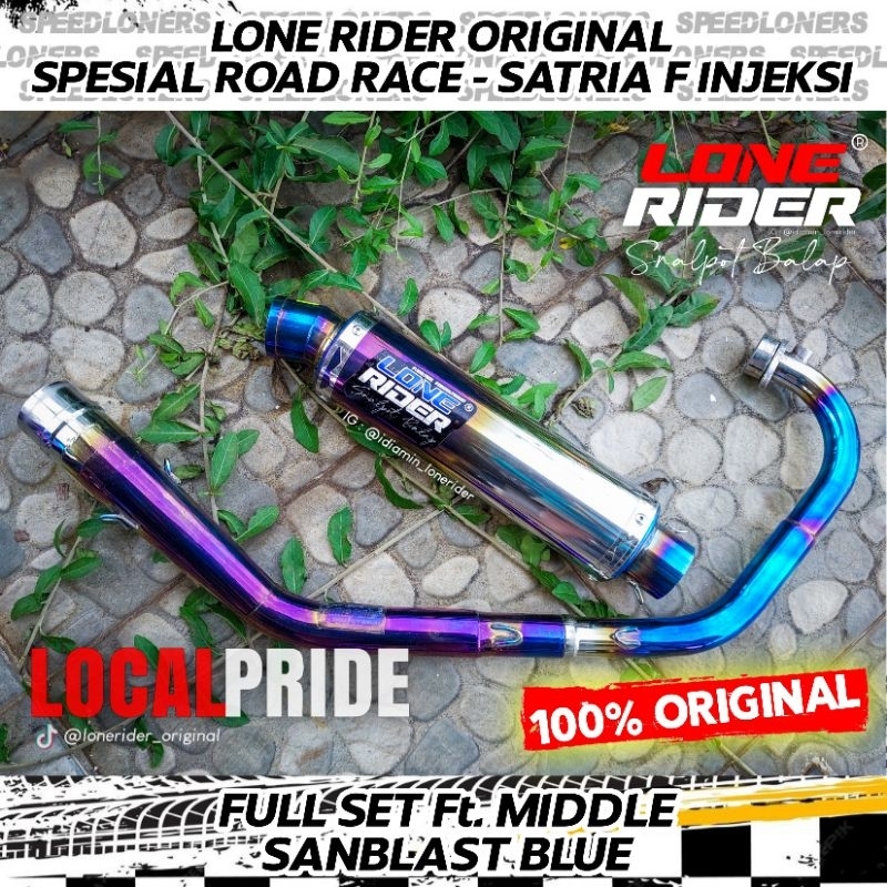 Knalpot Lone Rider Original Satria Fu Injeksi Fu Fi Spesial Road Race SRR Sanblast Blue Full System