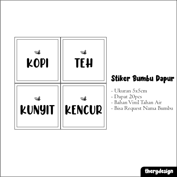 

Label Nama Bumbu Dapur Waterproof Tahan Air Custom