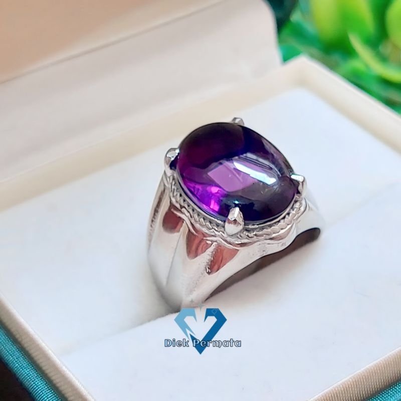 CINCIN BATU AKIK NATURAL KECUBUNG BUNGUR AMATYST ORIGINAL STONE