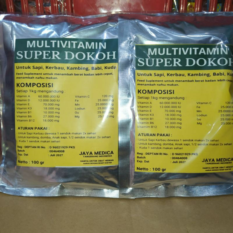 Dokoh Serbuk Vitamin Nafsu Makan Sapi Nutrisi Penggemuk Kambing  Multivitamin Ternak Cepat Gemuk