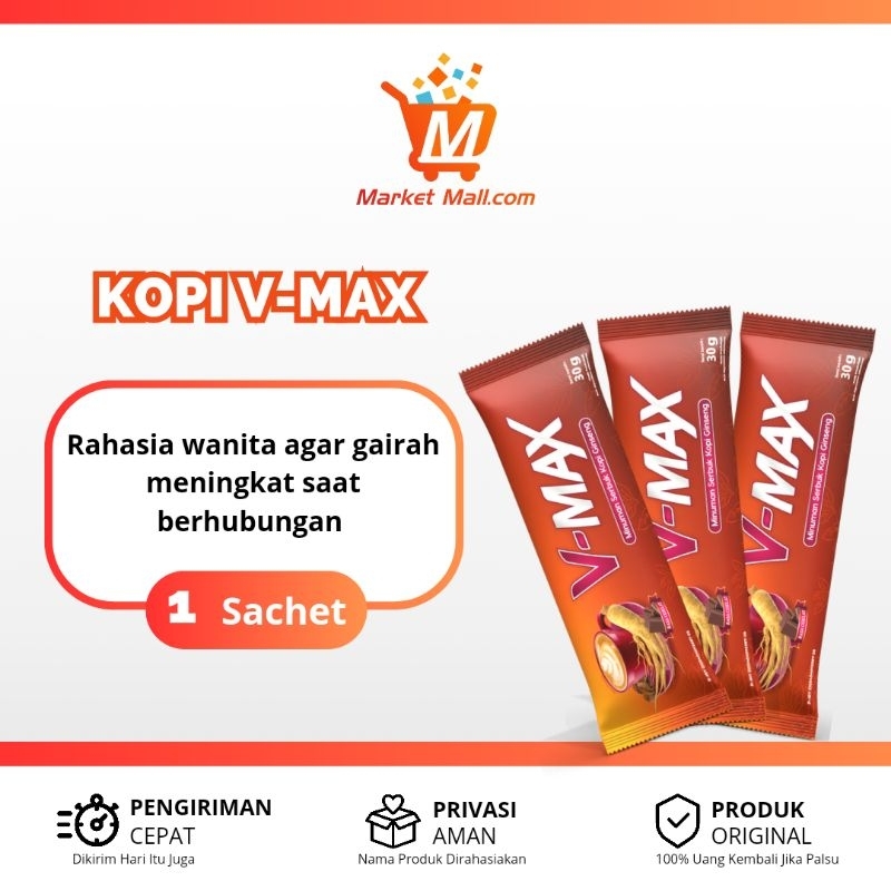 

V-Max Kopi Ginseng Rasa Coklat Vmax Minuman Kopi Bubuk Penambah Gairah Stamina Wanita - 1 Sachet