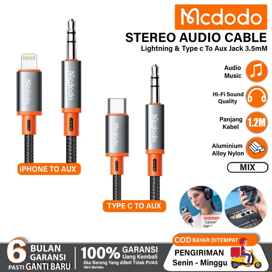 MCDODO CA-0780 CA-0820 Kabel AUX Type C To DC 3.5MM - Converter MCDODO CA-082 CA-078 Audio USB C