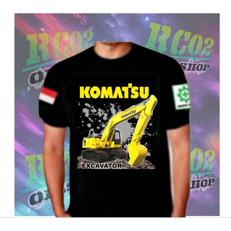 Kaos baju excavator Komatsu /kaos sablon DTF pria wanita