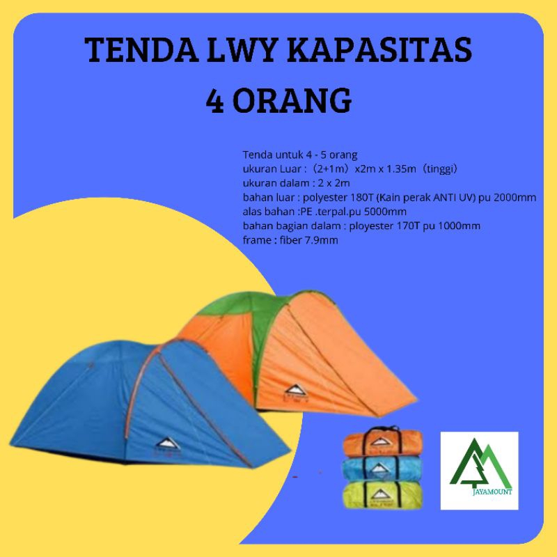 TENDA LWY KAPASITAS 4ORANG DOUBLE LAYER