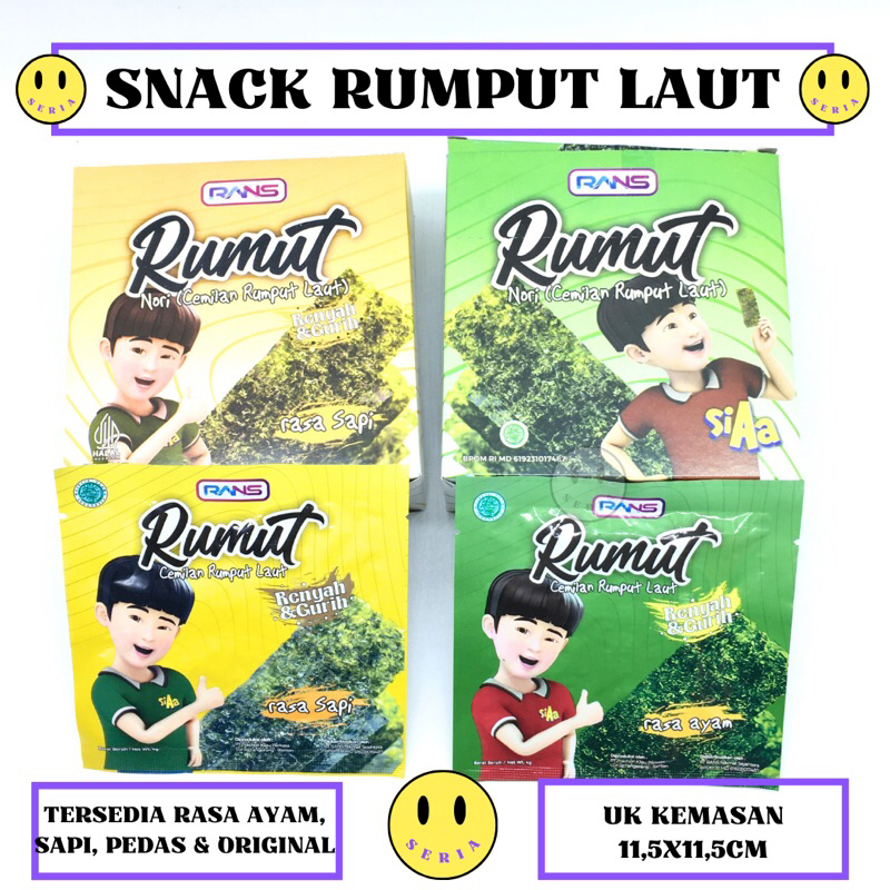 

Nori Rumut Si AA RANS 1 BOX isi 12 PCS - Cemilan Rumput Laut