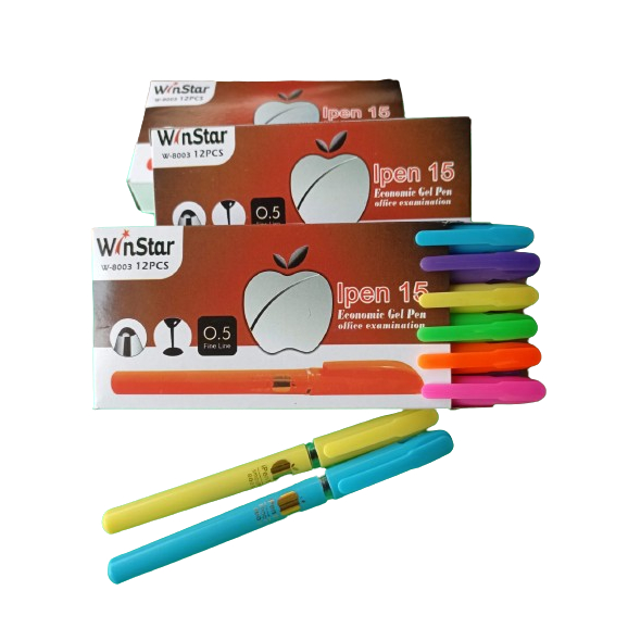 

(12pcs) WinStar Pulpen Ipen Gel 15 Pena Bolpoin Gel Tinta Hitam 0,5 Warna-warni Pastel Murah Grosir Lusin