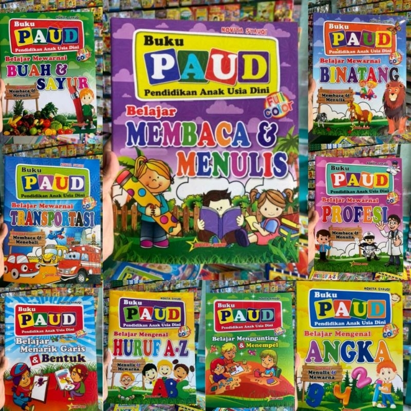 Buku Paud Membaca Menulis Mewarna Full Colour Ukuran Besar