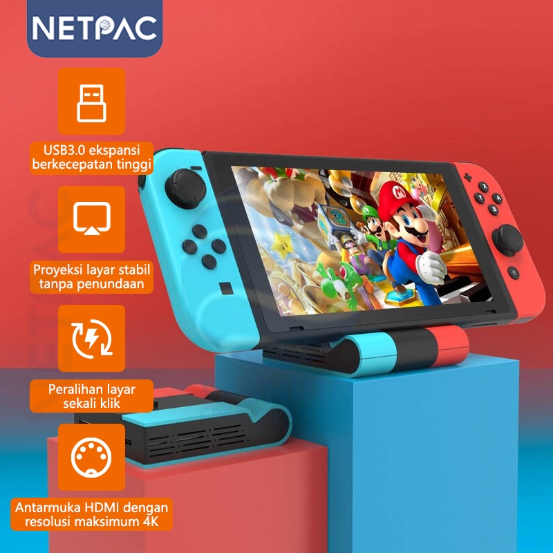 NETPAC Switch Dock for Nintendo Switch/Switch OLED TV Docking Station for Switch with 4K HDMI Adapte