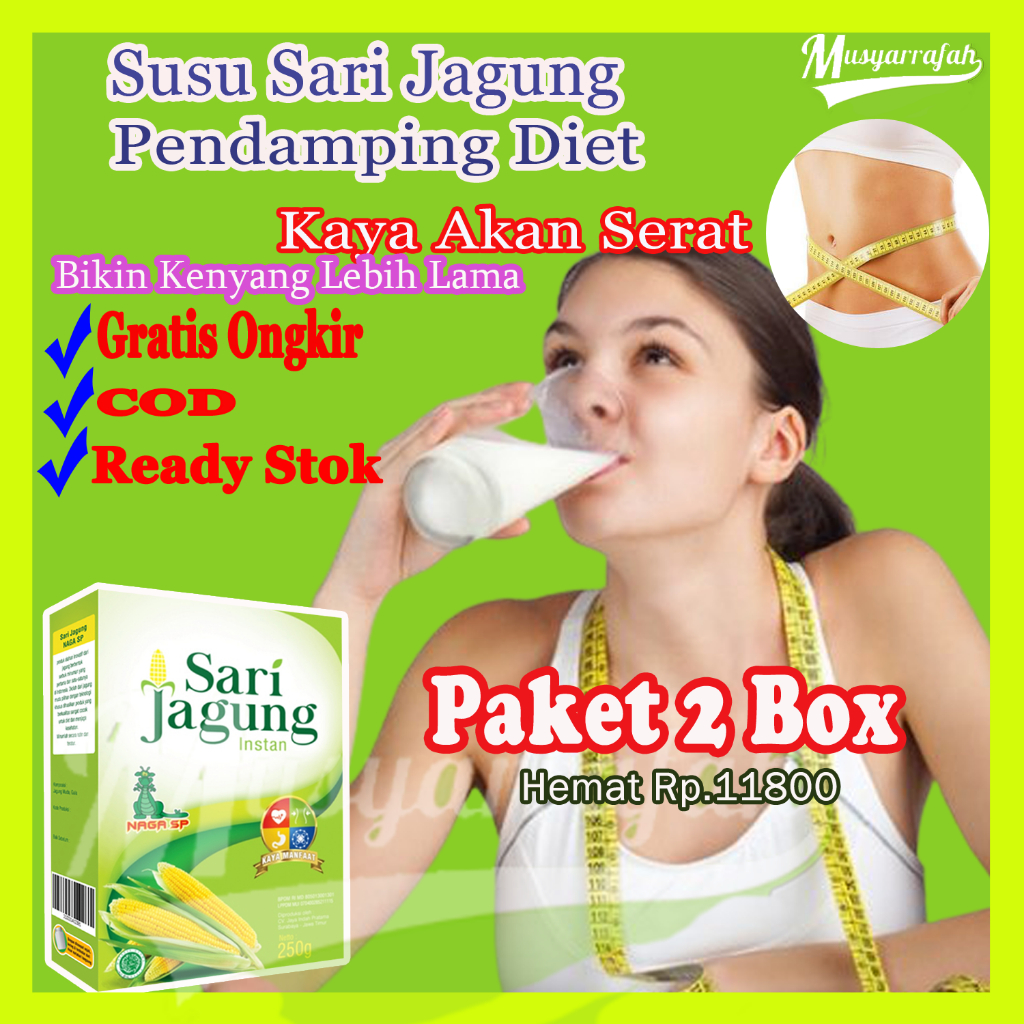 

Paket 2 pcs Susu Makanan Diet Bubuk Sari Jagung Pelangsing Slim Asli Murni Ampuh Wanita Aman Herbal Bpom COD