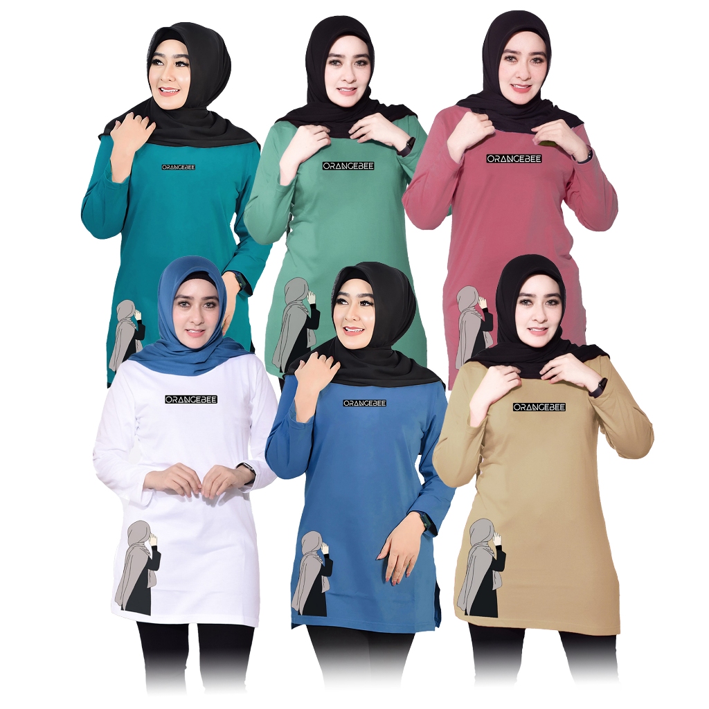Tunik Kaos OrangeBee New Collection - Tunik Muslimah - Tunik Kekinian - Tunik Kaos Muslimah 09