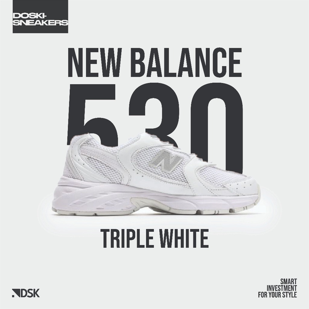 New Balance 530 Triple White 100% Original Sneakers Casual Pria Wanita Sepatu Ori Murah Sepatu NB 53