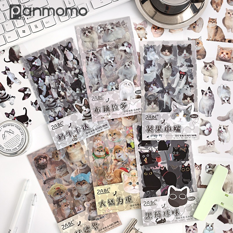 

Panmomo Stiker Aesthetic Lucu Motif Kucing Cat Star Calls Diary Deco Stickers