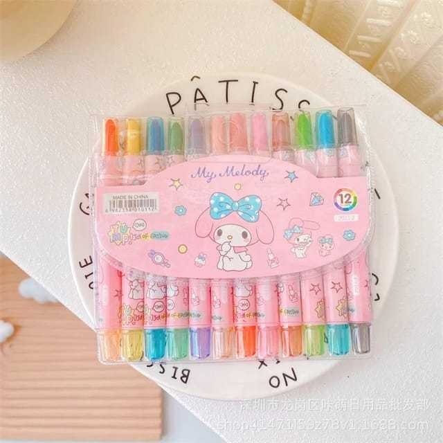 

CRAYON STIK Isi 12pcs Crayon Putar Pensil Warna Crayon Set Mewarnai Anak Isi 12pcs /Crayon Putar 12 Warna/Rolling Crayon/Oil Pastel/krayon putar Sanrio