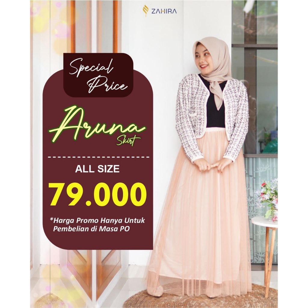 zahira hijab syari terbaru Aruna Tutu skirt rok panjang tule mekar wanita muslimah dewasa lapak olaz