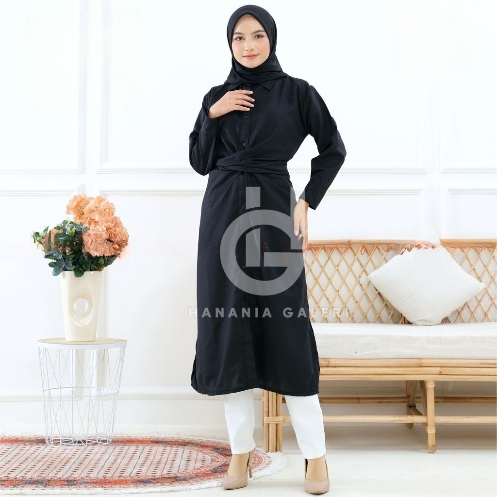 Tunik Katun Mikro Premium Midi Dress Polos Muslim Busui Friendly