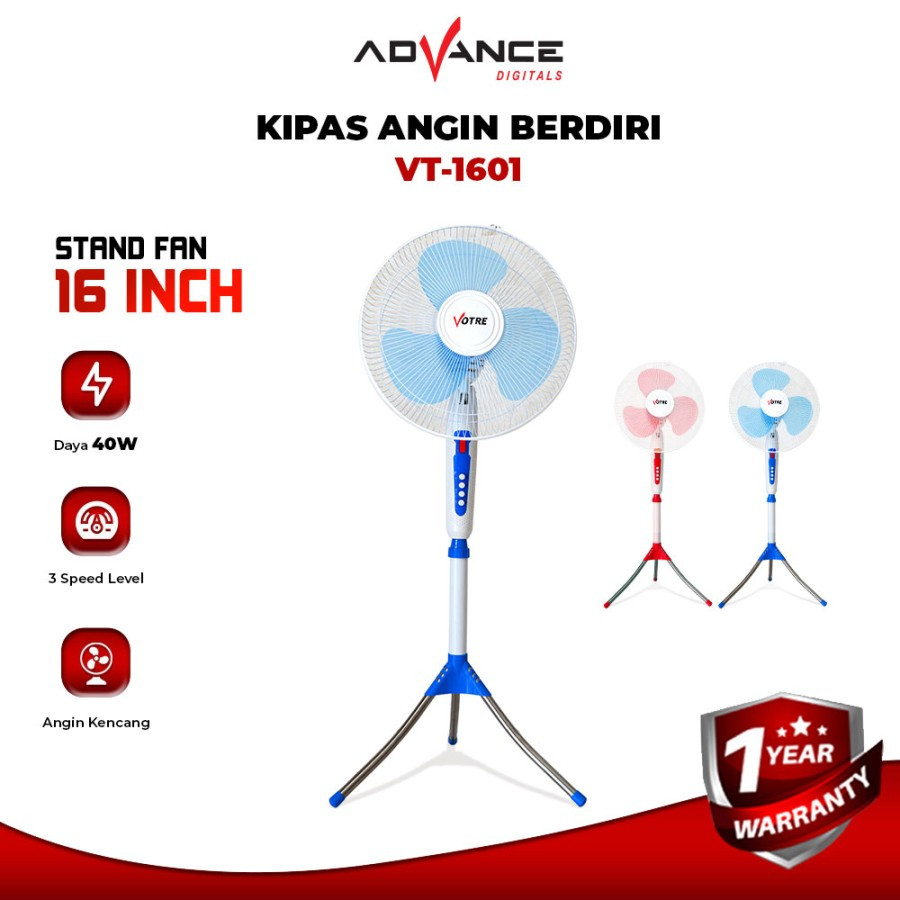 Kipas Angin Berdiri Advance VT-1601 Votre 16" Inch Stand Fan