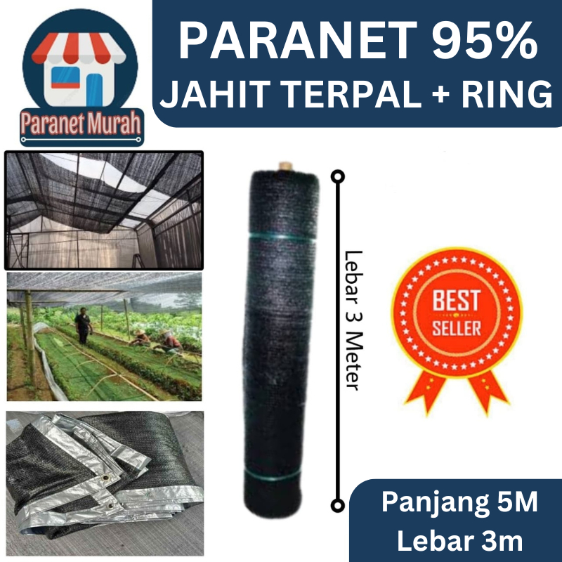 Jaring Paranet 95% ( Panjang 5 meter x Lebar 3 meter ) > Paranet Jahit + Lubang Pengait