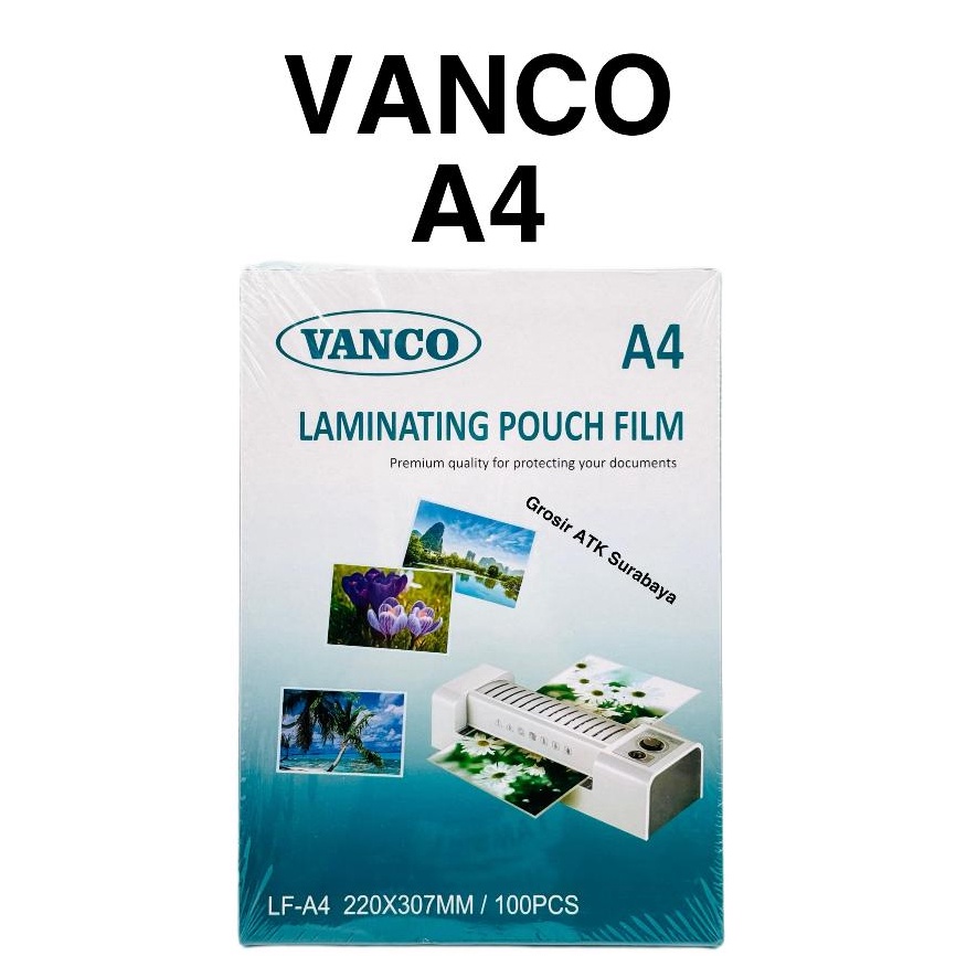 

PLASTIK LAMINATING VANCO A4 LAMINASI PANAS Vanco Ukuran A4 22 mm x 37 mm n U7S4