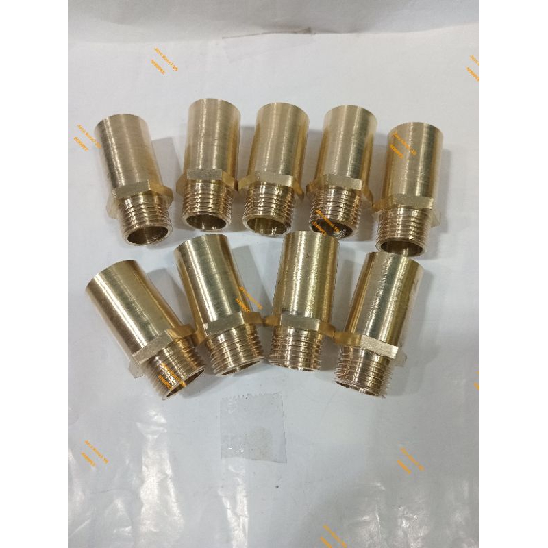 Sok Kran Kuningan Brass Drat Dalam × Drat Luar 1/2 inch - 5 CM PANJANG