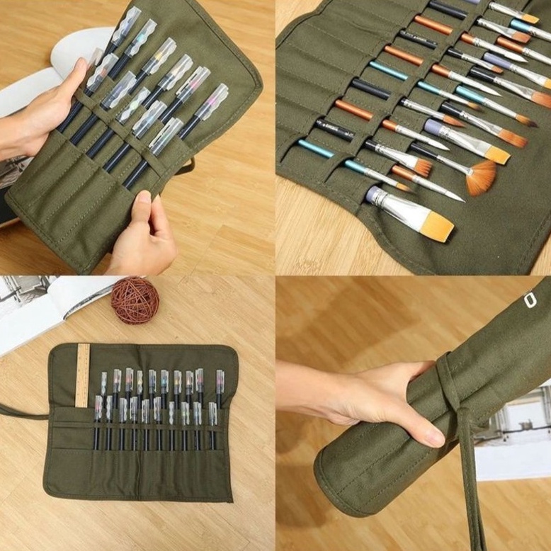 

Tas Penyimpanan Kuas Lukis Tempat Pencil Gambar Roll h P1J5