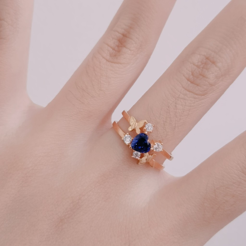 CINCIN LOVE PERMATA BIRU CANTIK EMAS ASLI