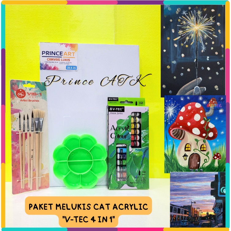 

PAKET MELUKIS CAT ACRYLIC VTEC 4 IN 1 u K6V9