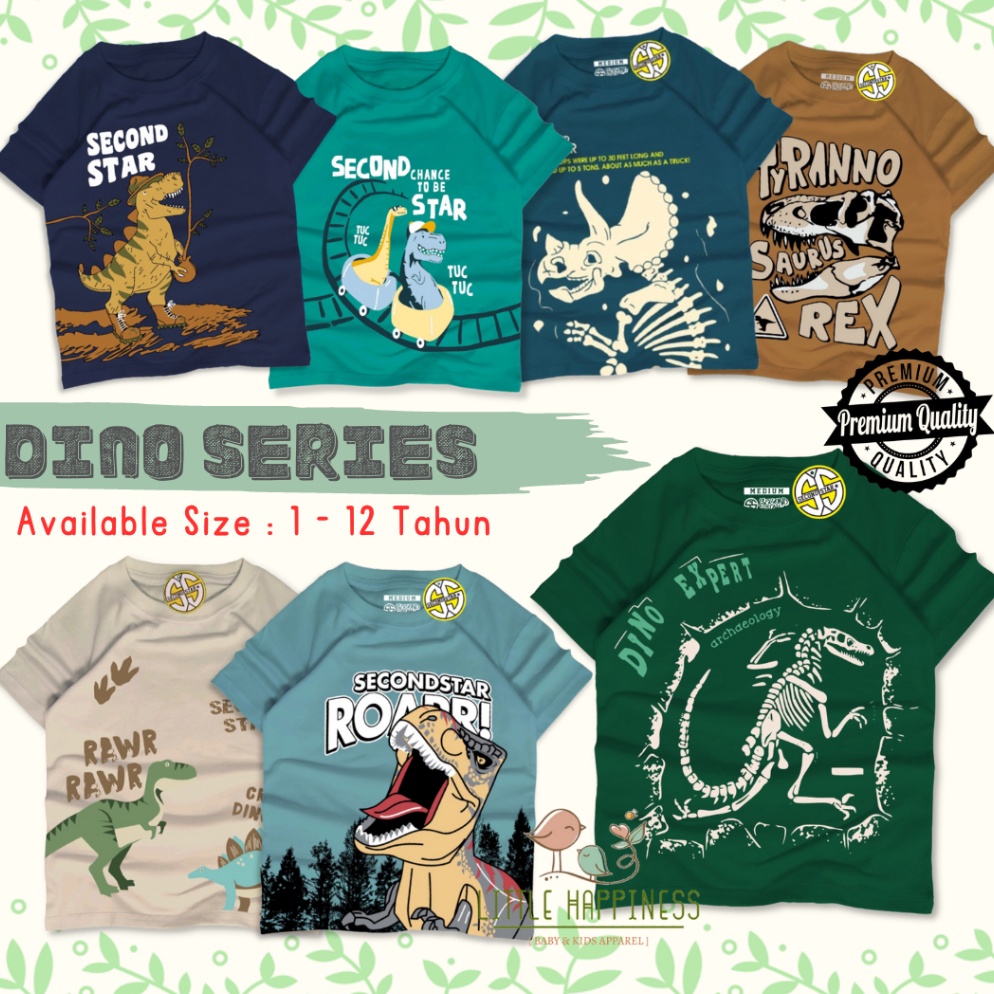 KODE K35N PROMO 66 KAOS SECONDSTAR DINO SERIES PREMIUM Usia 112 Tahun  KAOS DISTRO BOY