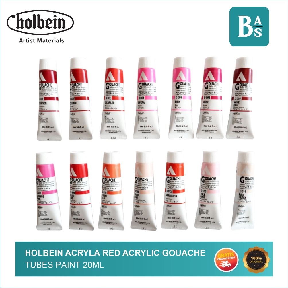 

Holbein Acryla RED Acrylic Gouache Paint 2ml s G4P4
