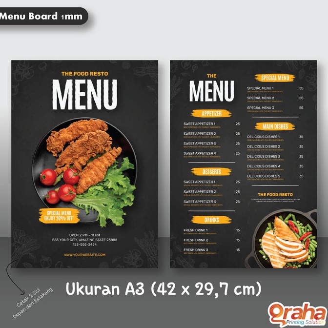 

Cetak Daftar Menu Board Papan Menu Menu Resto A3 Paket Hemat m A2K7