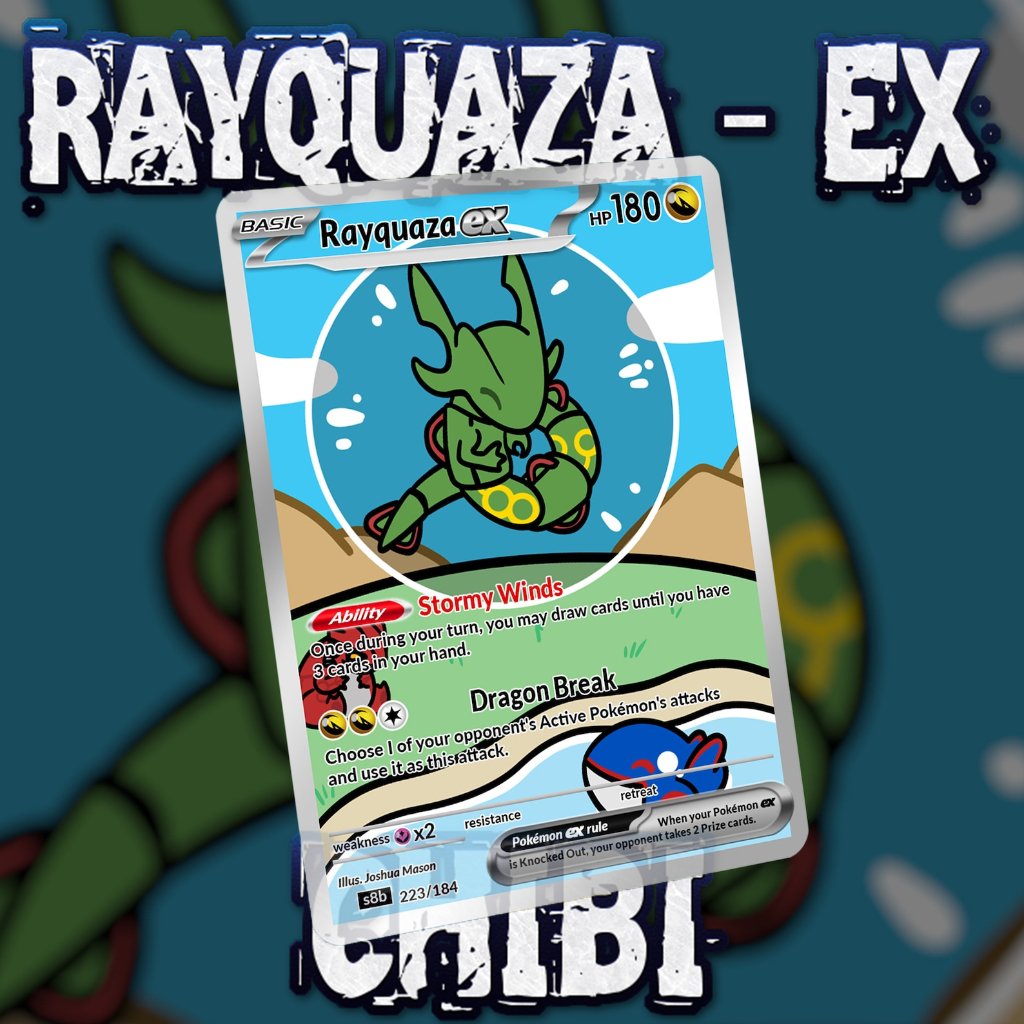 KARTU POKEMON TCG HOLOGRAM ENGLISH VERSION - RAYQUAZA (CHIBI) EX