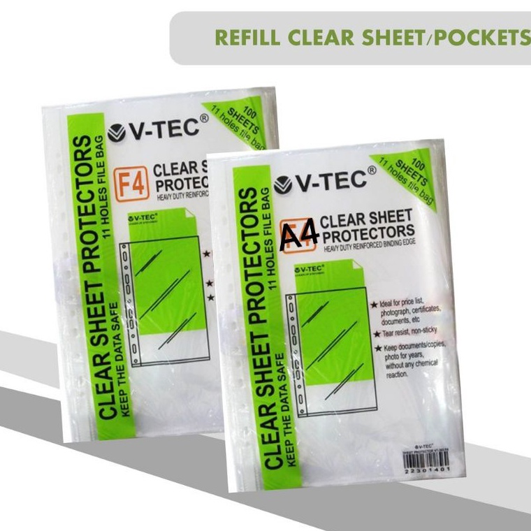 

KODE H2O V tec plastic pocket sheet protector A4 folio 1 lembar